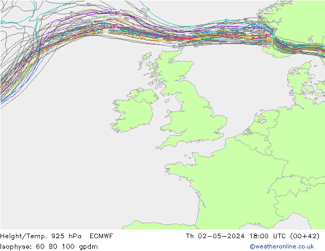 Height/Temp. 925 hPa ECMWF Th 02.05.2024 18 UTC