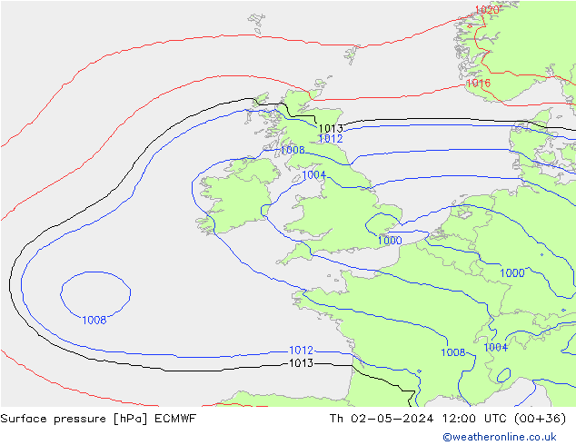 Pressione al suolo ECMWF gio 02.05.2024 12 UTC