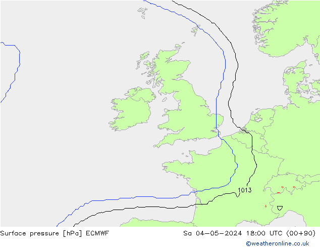 Presión superficial ECMWF sáb 04.05.2024 18 UTC