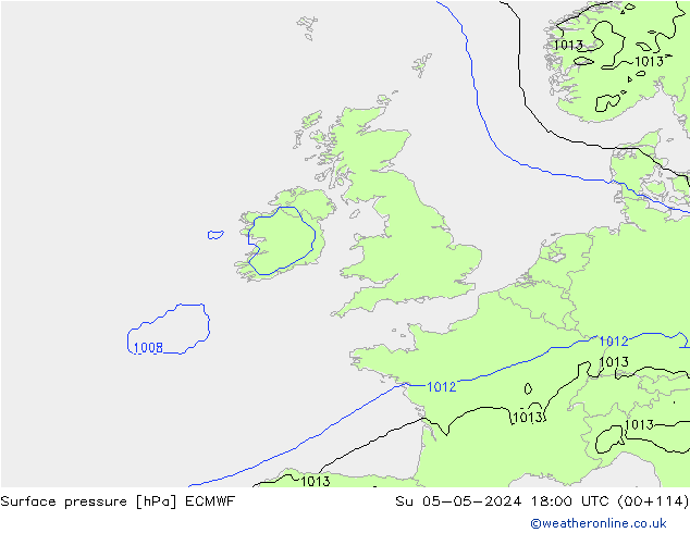 Luchtdruk (Grond) ECMWF zo 05.05.2024 18 UTC