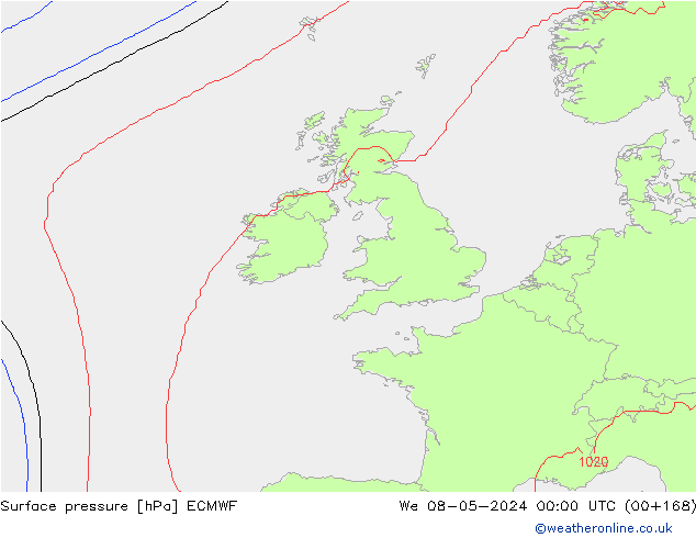 Atmosférický tlak ECMWF St 08.05.2024 00 UTC