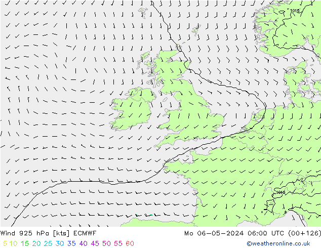 Rüzgar 925 hPa ECMWF Pzt 06.05.2024 06 UTC