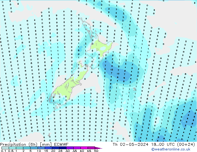 Precipitation (6h) ECMWF Th 02.05.2024 00 UTC