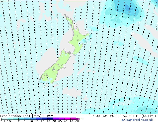 осадки (6h) ECMWF пт 03.05.2024 12 UTC