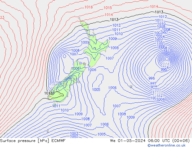 pressão do solo ECMWF Qua 01.05.2024 06 UTC