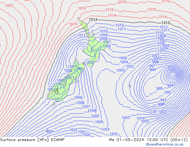 Bodendruck ECMWF Mi 01.05.2024 12 UTC