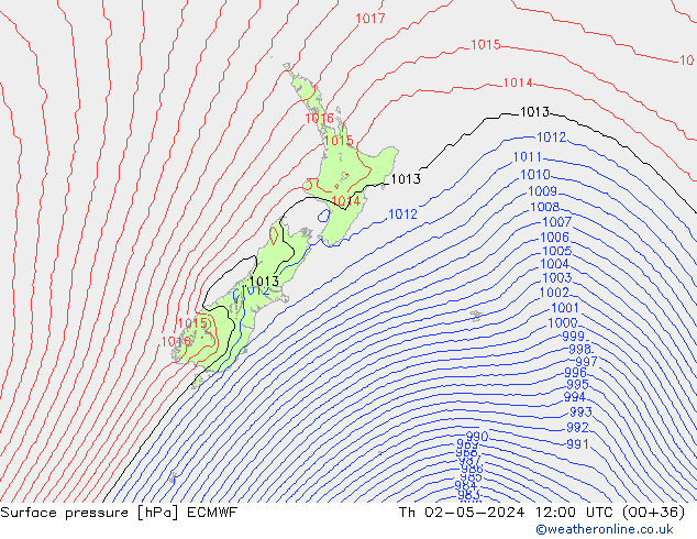 Surface pressure ECMWF Th 02.05.2024 12 UTC