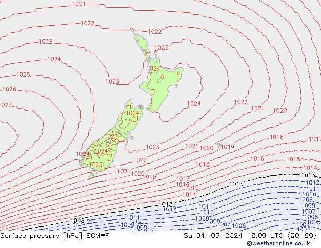 pressão do solo ECMWF Sáb 04.05.2024 18 UTC