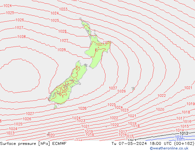 Bodendruck ECMWF Di 07.05.2024 18 UTC