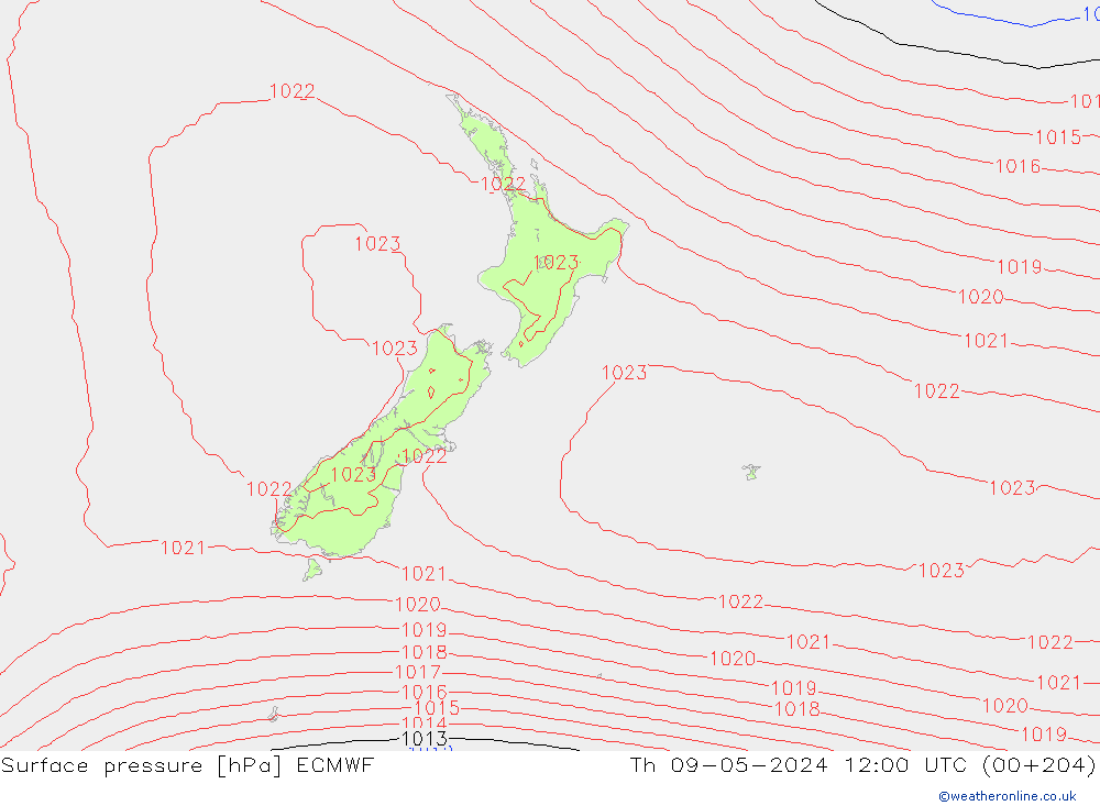 Luchtdruk (Grond) ECMWF do 09.05.2024 12 UTC