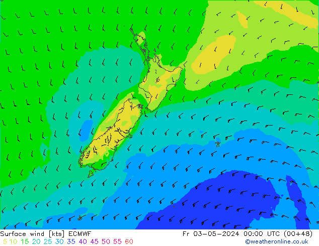 Vent 10 m ECMWF ven 03.05.2024 00 UTC