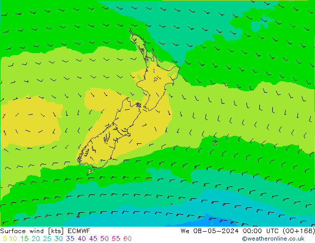 Rüzgar 10 m ECMWF Çar 08.05.2024 00 UTC