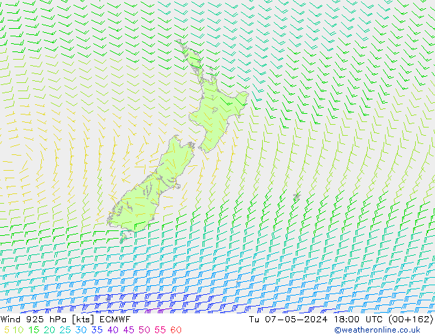 Wind 925 hPa ECMWF Tu 07.05.2024 18 UTC