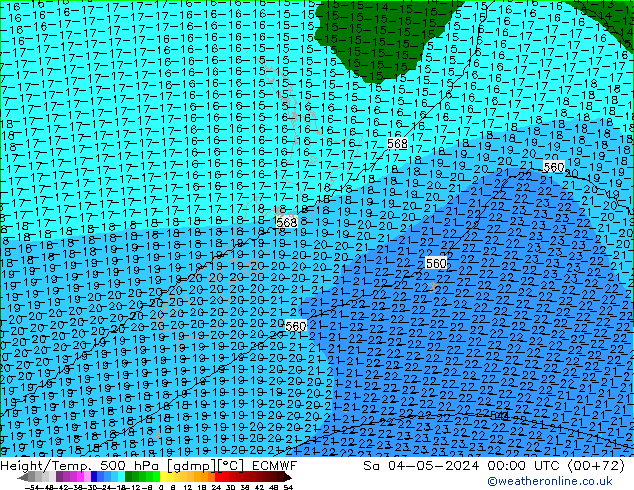 Hoogte/Temp. 500 hPa ECMWF za 04.05.2024 00 UTC