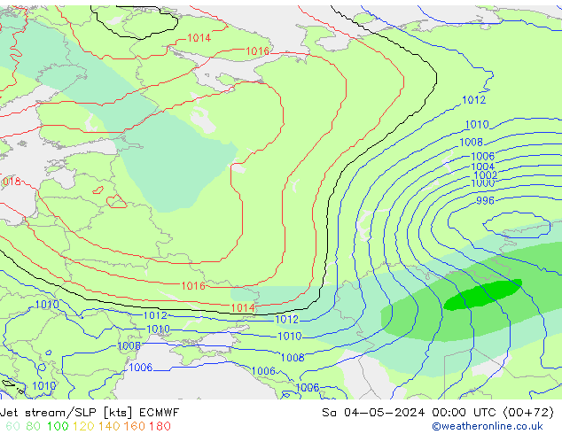 Prąd strumieniowy ECMWF so. 04.05.2024 00 UTC