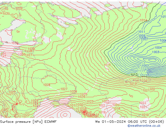 Yer basıncı ECMWF Çar 01.05.2024 06 UTC