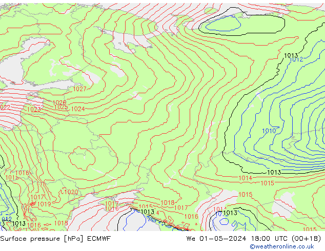 ciśnienie ECMWF śro. 01.05.2024 18 UTC