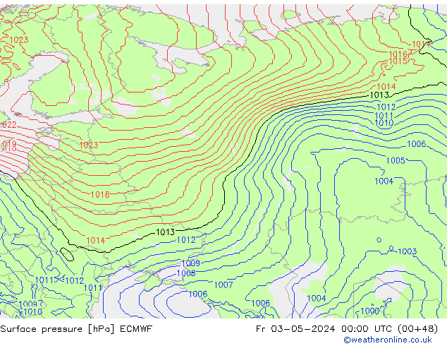 Atmosférický tlak ECMWF Pá 03.05.2024 00 UTC