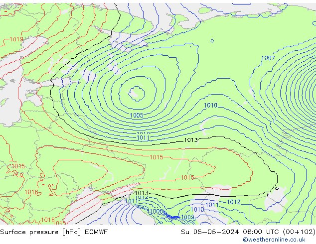 Surface pressure ECMWF Su 05.05.2024 06 UTC