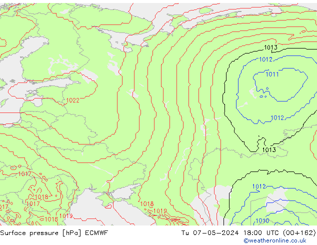 Bodendruck ECMWF Di 07.05.2024 18 UTC