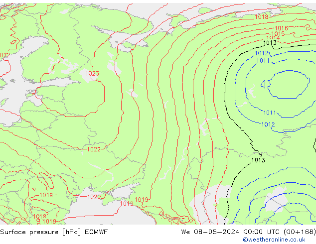 pressão do solo ECMWF Qua 08.05.2024 00 UTC