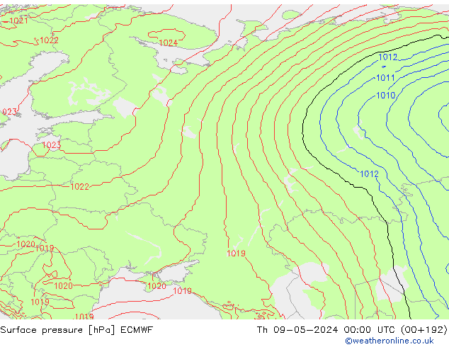 Surface pressure ECMWF Th 09.05.2024 00 UTC