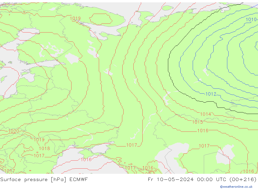 pressão do solo ECMWF Sex 10.05.2024 00 UTC