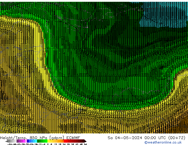 Geop./Temp. 850 hPa ECMWF sáb 04.05.2024 00 UTC