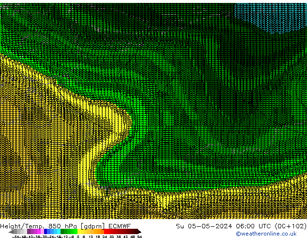 Height/Temp. 850 hPa ECMWF nie. 05.05.2024 06 UTC