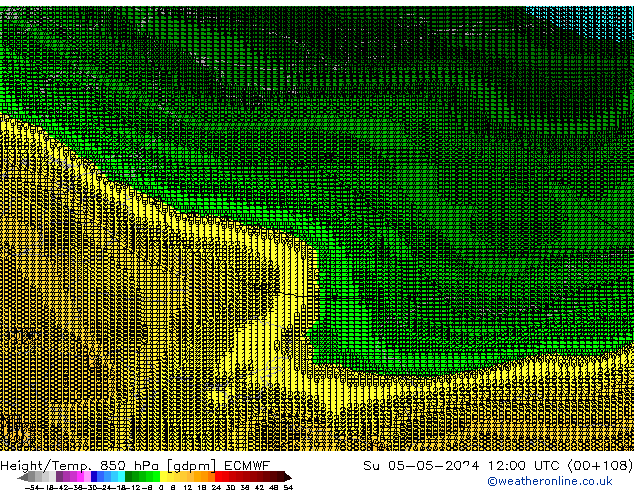 Height/Temp. 850 hPa ECMWF Su 05.05.2024 12 UTC