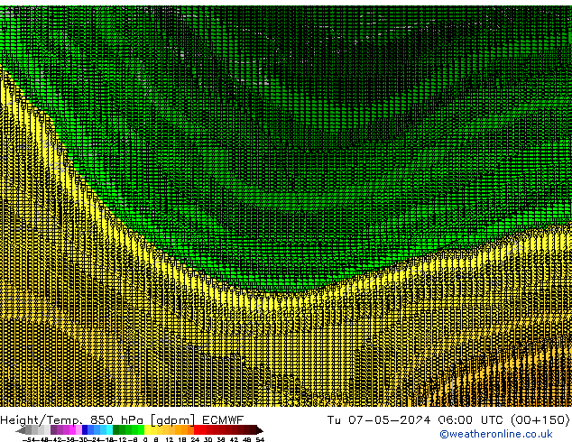 Height/Temp. 850 hPa ECMWF Út 07.05.2024 06 UTC