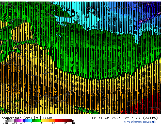 Temperatura (2m) ECMWF Sex 03.05.2024 12 UTC