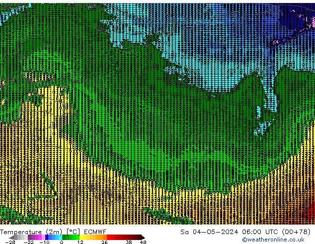 Temperature (2m) ECMWF Sa 04.05.2024 06 UTC