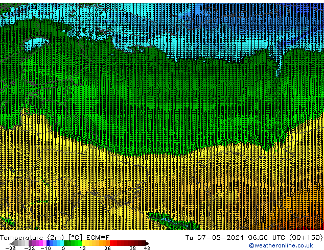 Temperaturkarte (2m) ECMWF Di 07.05.2024 06 UTC