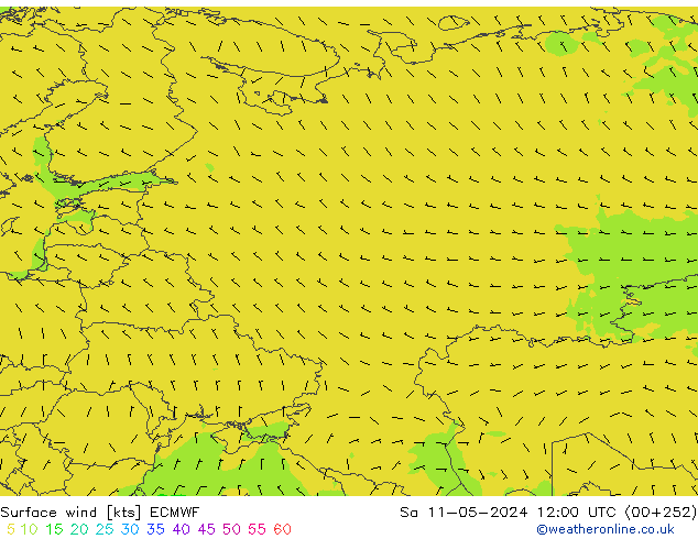 Vento 10 m ECMWF Sáb 11.05.2024 12 UTC