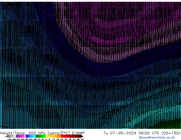 Hoogte/Temp. 500 hPa ECMWF di 07.05.2024 06 UTC