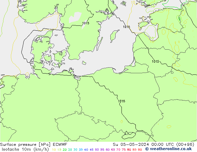 Isotachs (kph) ECMWF Su 05.05.2024 00 UTC