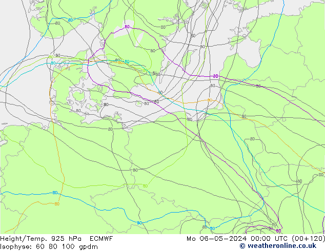 Height/Temp. 925 hPa ECMWF Mo 06.05.2024 00 UTC