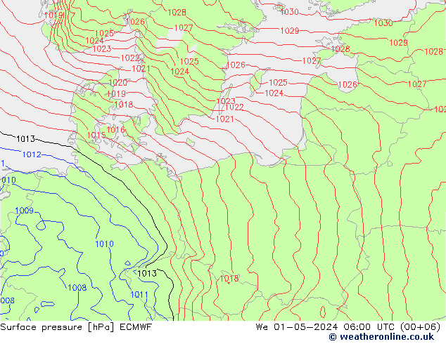 pression de l'air ECMWF mer 01.05.2024 06 UTC