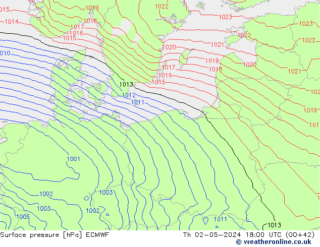 Bodendruck ECMWF Do 02.05.2024 18 UTC