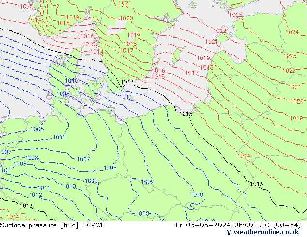 Yer basıncı ECMWF Cu 03.05.2024 06 UTC