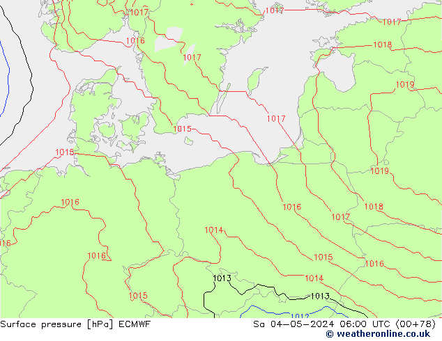 Atmosférický tlak ECMWF So 04.05.2024 06 UTC