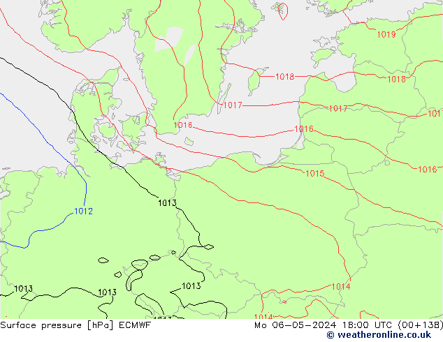 Atmosférický tlak ECMWF Po 06.05.2024 18 UTC