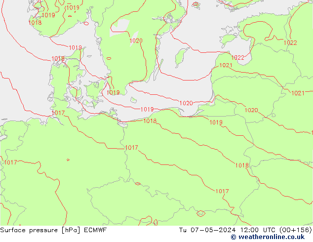 Surface pressure ECMWF Tu 07.05.2024 12 UTC