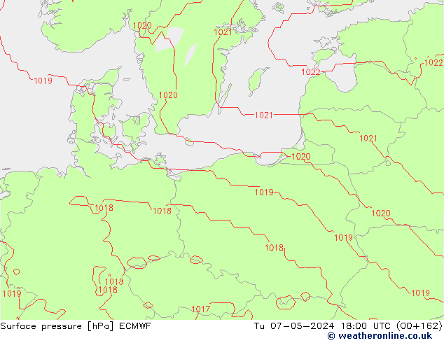 Surface pressure ECMWF Tu 07.05.2024 18 UTC