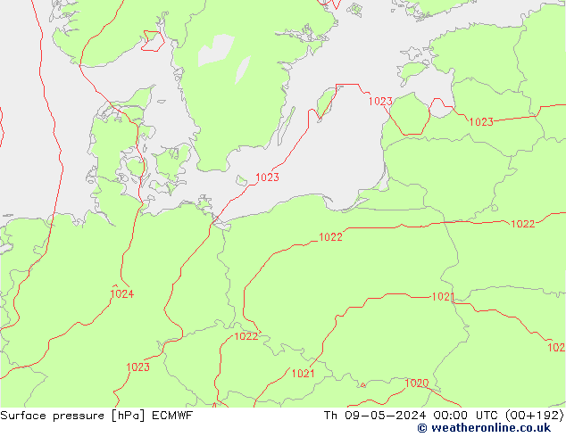 Luchtdruk (Grond) ECMWF do 09.05.2024 00 UTC