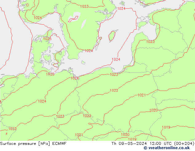 Surface pressure ECMWF Th 09.05.2024 12 UTC