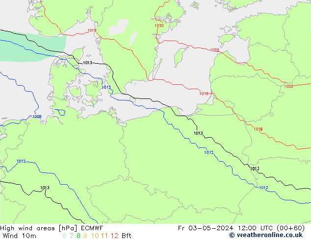 High wind areas ECMWF Fr 03.05.2024 12 UTC