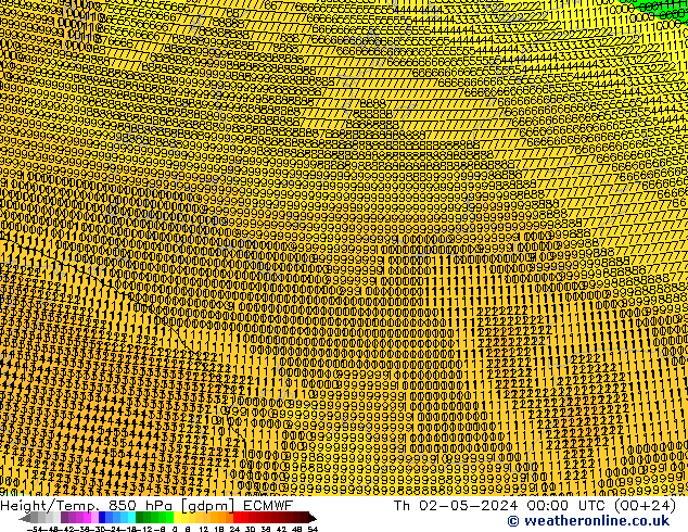 Height/Temp. 850 hPa ECMWF  02.05.2024 00 UTC