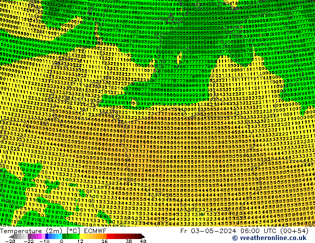 Temperature (2m) ECMWF Fr 03.05.2024 06 UTC